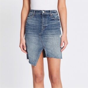 MOTHER the tomcat slide mini fray asymmetrical mini skirt denim 26